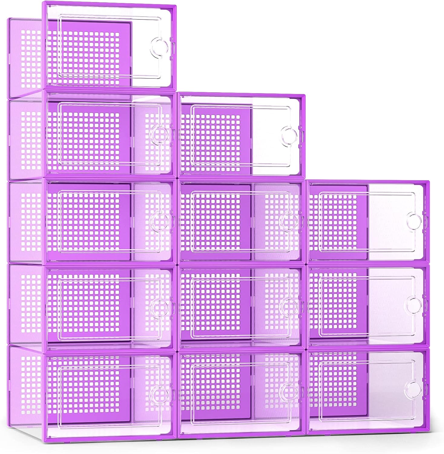 Moonval Shoe Storage Boxes, Clear Stackable Sneaker Organizer Bins with Front Opening