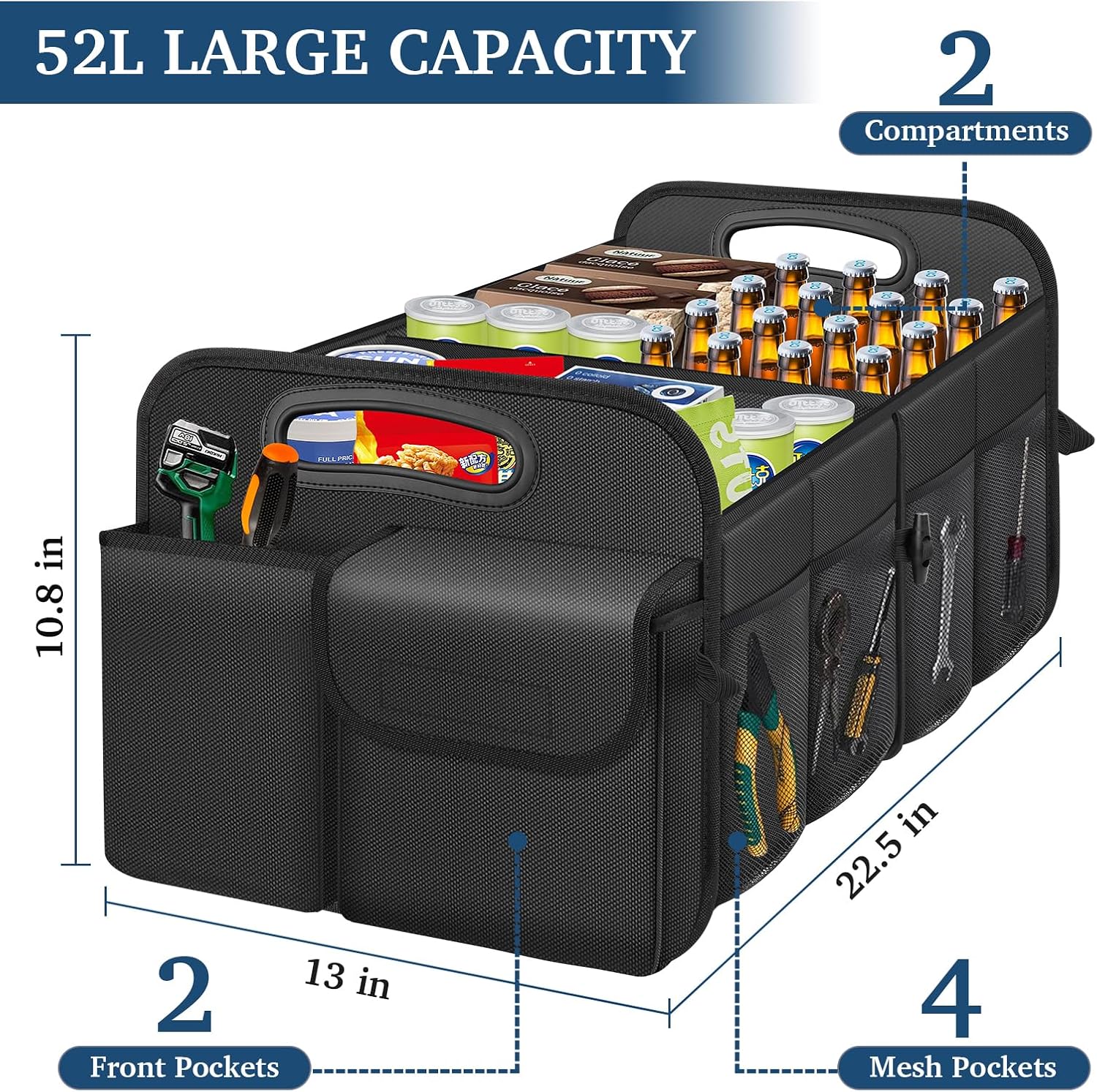 Moonval Collapsible Car Trunk Organizer, Large Waterproof SUV & Sedan Storage Bin
