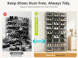 Moonval Shoe Storage Boxes, Clear Stackable Sneaker Organizer Bins with Front Opening