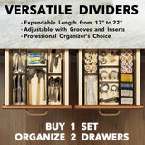 Moonval Bamboo Drawer Dividers, Adjustable Organizers with Inserts & Labels for Kitchen & Dressers