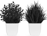 Der Rose 2 Packs Small Fake Plants Mini Artificial Potted Plants for Table Desk Home Bathroom Office Decor Indoor