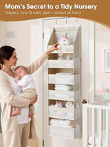 Moonval Over-the-Door Organizer, 6-Shelf Hanging Storage with 13 Mesh Pockets