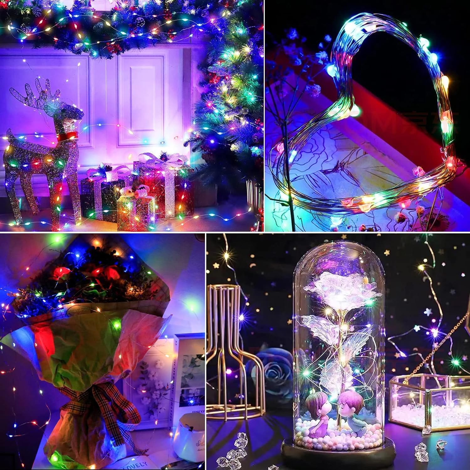 Moonval Fairy String Lights, 100 LED 40 ft Plug-In Twinkle Lights with Remote & Timer, Multicolor