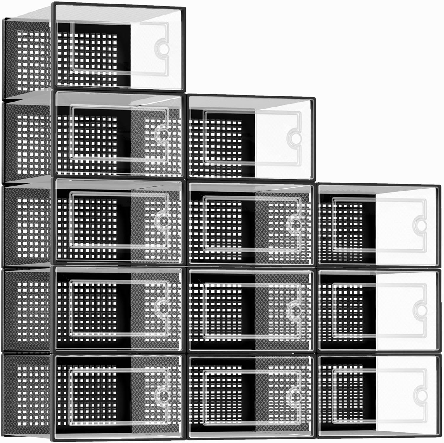 Moonval Shoe Storage Boxes, Clear Stackable Sneaker Organizer Bins with Front Opening