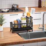 Moonval Kitchen Sink Caddy, 304 Stainless Steel Sponge Holder with Removable Brush Rack