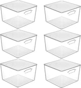 Moonval Clear Storage Bins, Stackable Containers with Lids & Handles for Pantry & Freezer