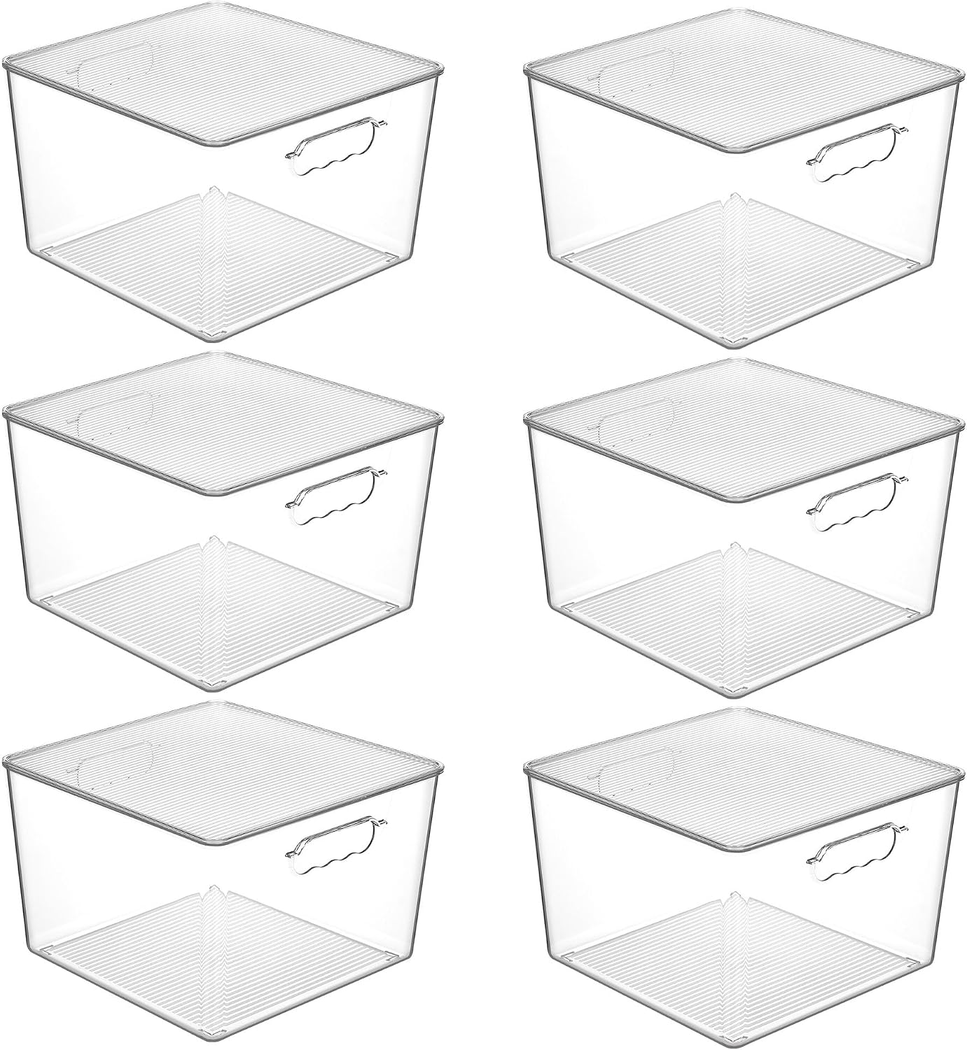 Moonval Clear Storage Bins, Stackable Containers with Lids & Handles for Pantry & Freezer