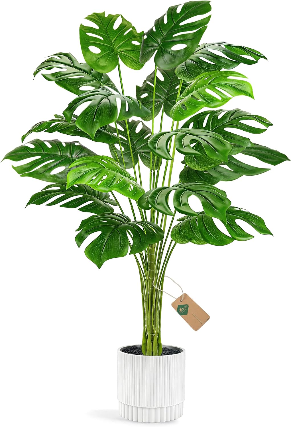 Moonval Artificial Monstera Plant, 28-Inch Tall Faux Floor Plant for Indoor & Outdoor Home Decor