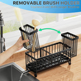 Moonval Kitchen Sink Caddy, 304 Stainless Steel Sponge Holder with Removable Brush Rack