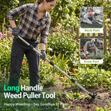 Moonval Weed Puller Tool, 60-Inch Long Handle 2-in-1 Garden Hoe & Weed Rake for Lawn & Garden