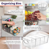 Moonval Pantry Storage Bins, Clear Organizers with Removable Dividers for Kitchen & Refrigerator
