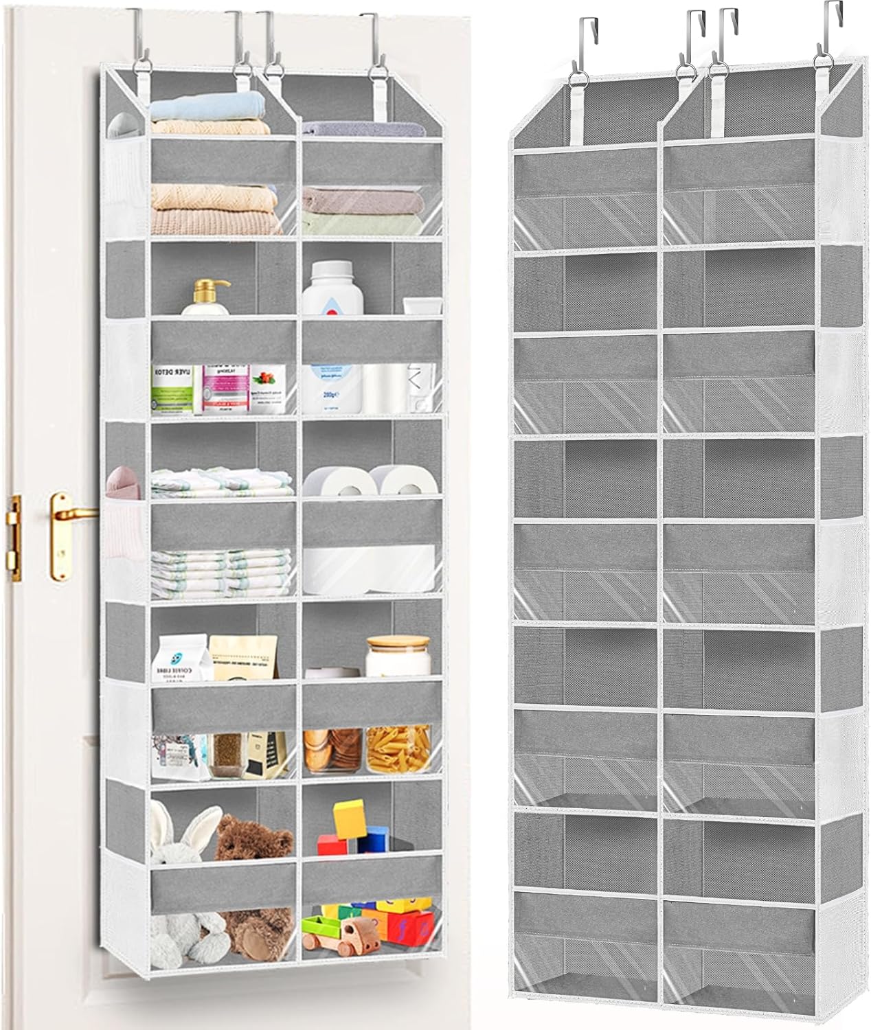 Moonval Over-the-Door Organizer, 5-Tier Hanging Storage with 10 Compartments, 80 lb Capacity
