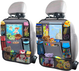 Moonval Backseat Car Organizer, 2-Pack Seat Protectors with Foldable Tray, 9 Pockets & Tablet Holder