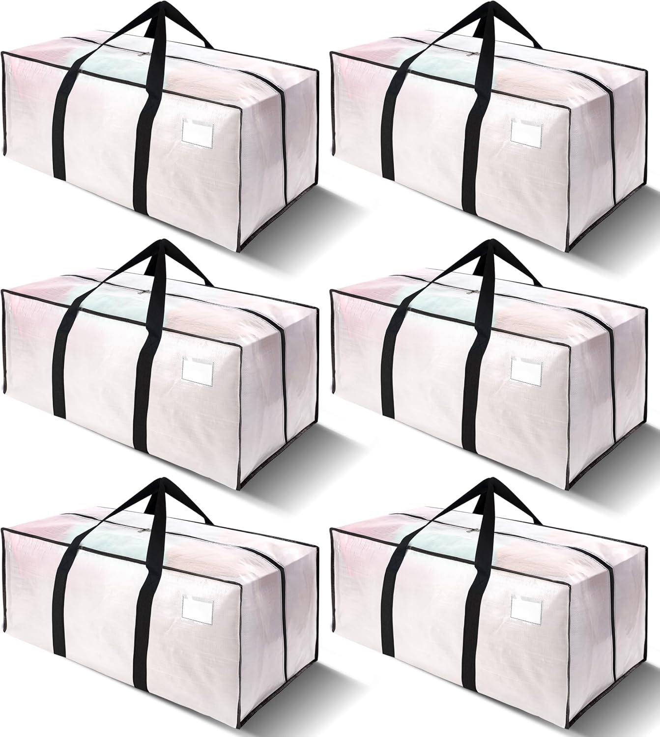 Moonval Moving Bags, 6-Pack Extra Large Heavy-Duty Storage Totes with Backpack Straps & Zippers