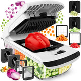 Moonval Vegetable Chopper, 4-in-1 Food Chopper & Spiralizer with Container for Kitchen Prep