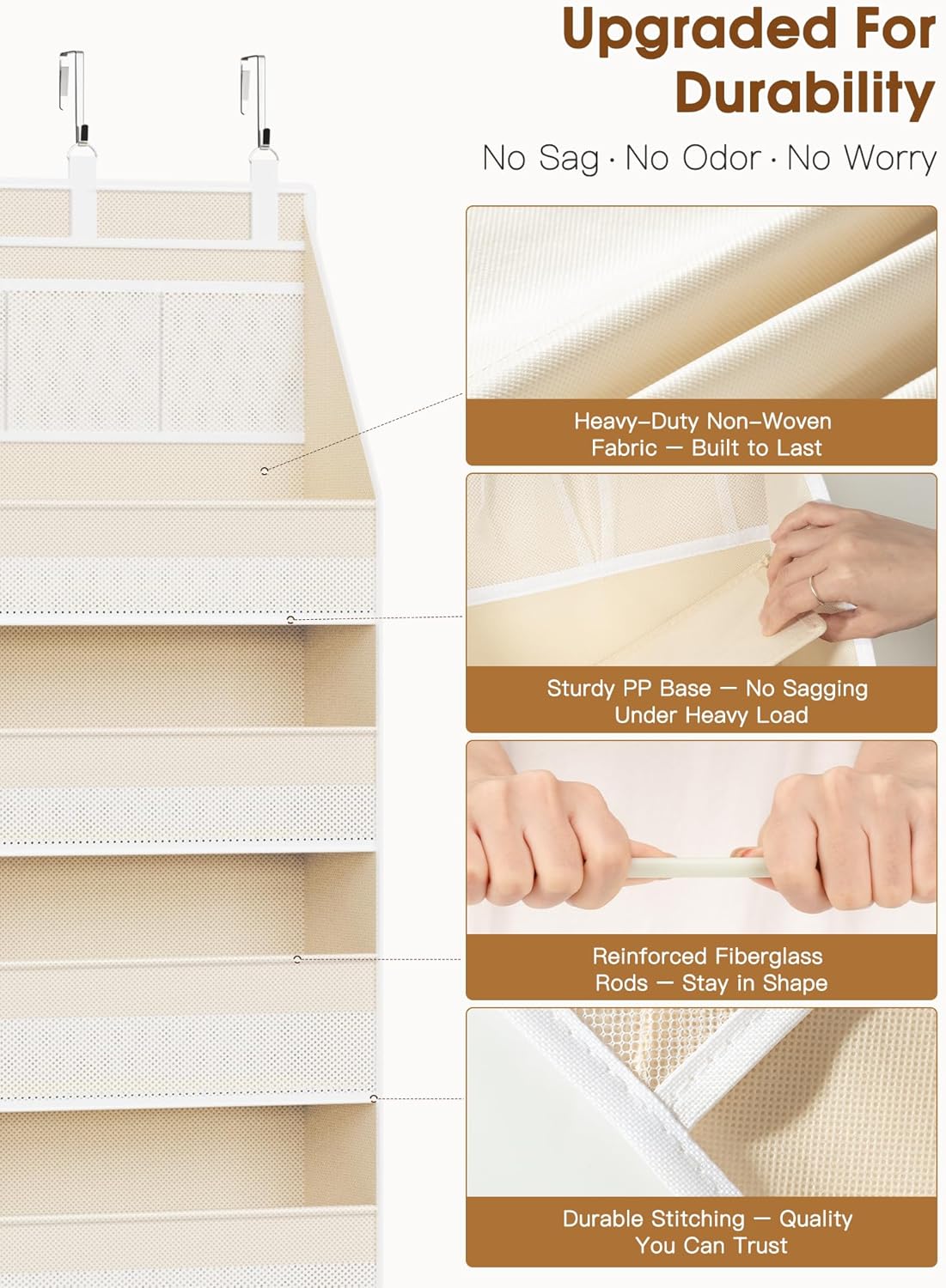 Moonval Over-the-Door Organizer, 6-Shelf Hanging Storage with 13 Mesh Pockets
