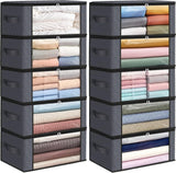 Moonval Closet Storage Bags, 3-Pack 35L Foldable Under Bed Organizers with Handles for Clothing