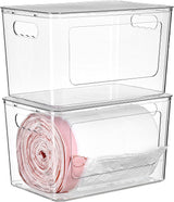 Moonval Plastic Storage Bins, 6-Pack 32 Qt Clear Stackable Containers with Lids for Home Organization