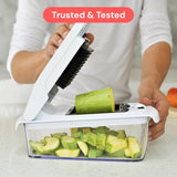 Moonval Vegetable Chopper, 4-in-1 Food Chopper & Spiralizer with Container for Kitchen Prep