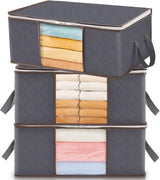 Moonval Clothes Storage Bags, Foldable Storage Bins with Clear Window & Reinforced Handles
