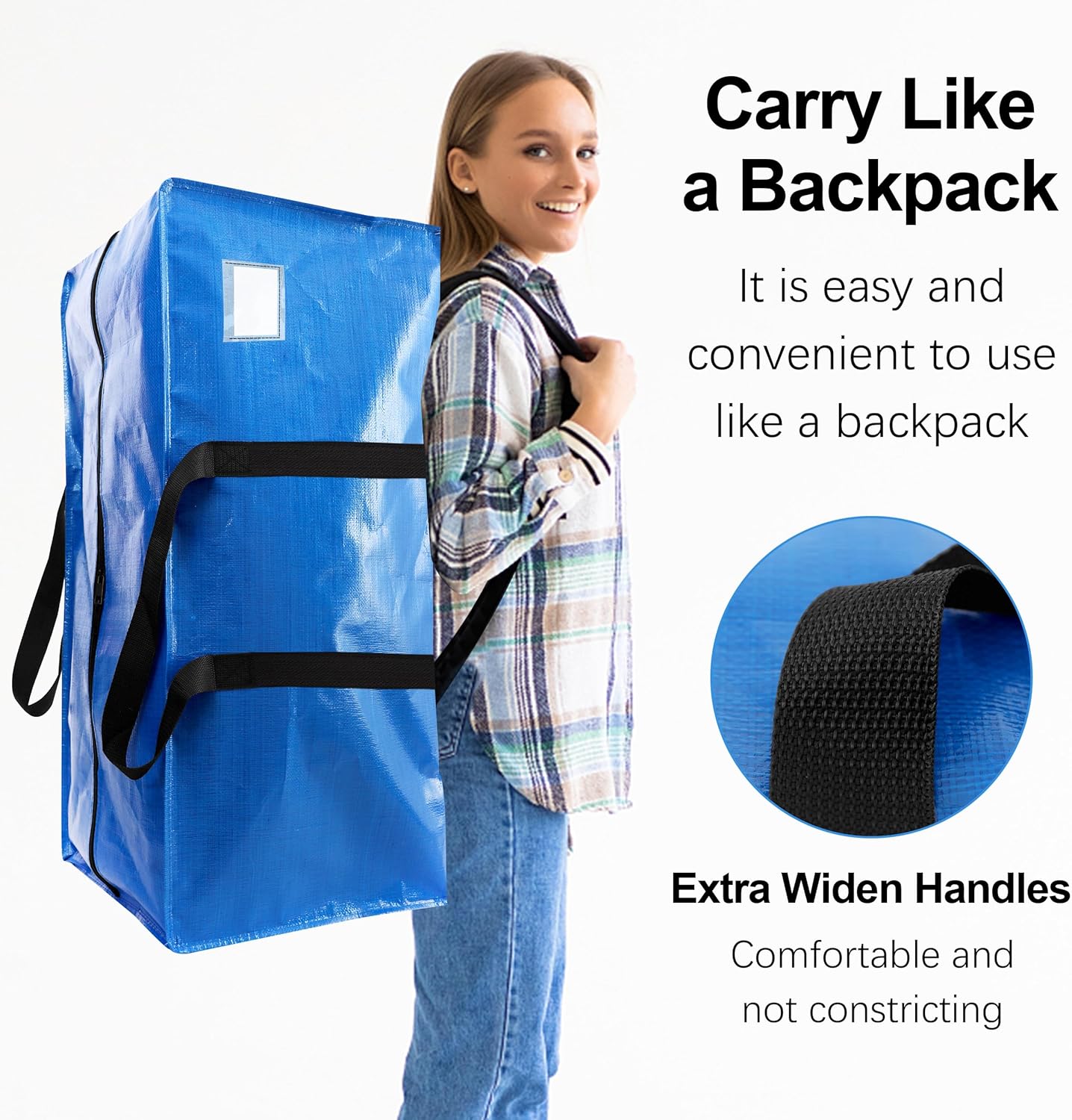 Moonval Moving Bags, 6-Pack Extra Large Heavy-Duty Storage Totes with Backpack Straps & Zippers