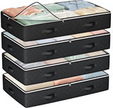 Moonval Under Bed Storage Bags, Foldable Organizers with Clear Window & Reinforced Handles