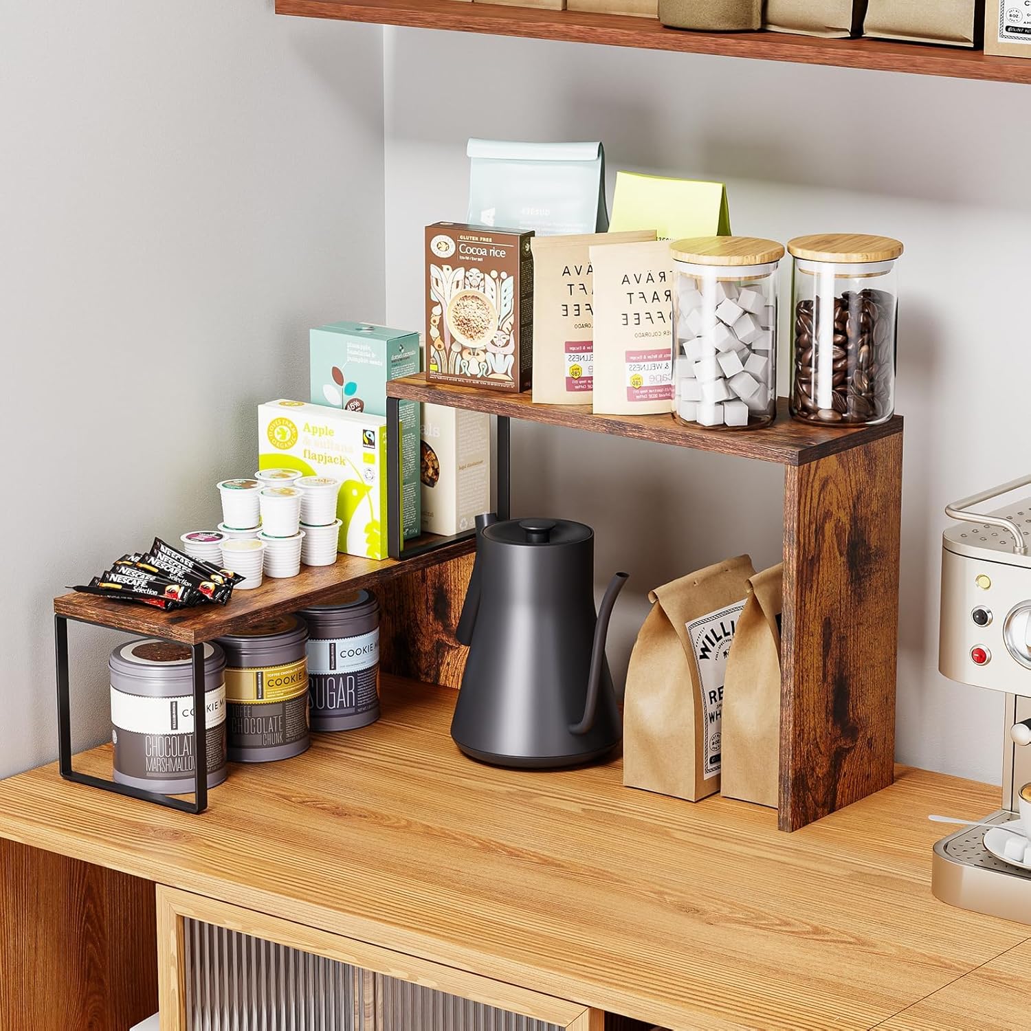 Moonval Countertop Organizer, Stackable Corner Spice Rack Shelf for Kitchen, Pantry & Coffee Station