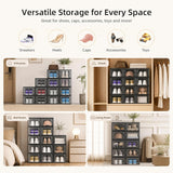 Moonval Shoe Storage Boxes, Clear Stackable Sneaker Organizer Bins with Front Opening