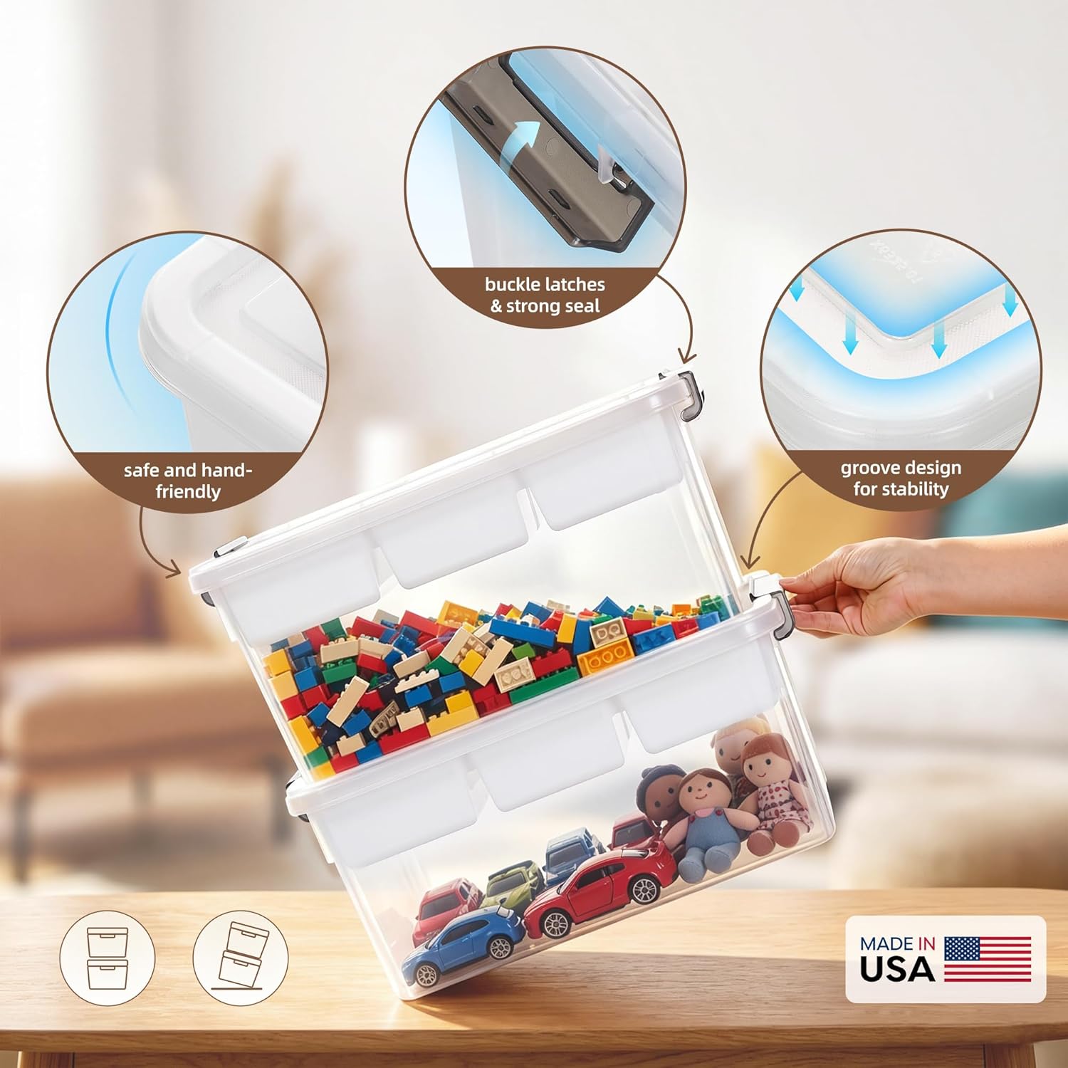 Moonval Craft Storage Box, Clear Organizer with Removable Tray for Art & Sewing Supplies