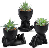 Moonval Mini Artificial Succulent Plants, Set of 3 Faux Potted Plants for Home & Office Decor