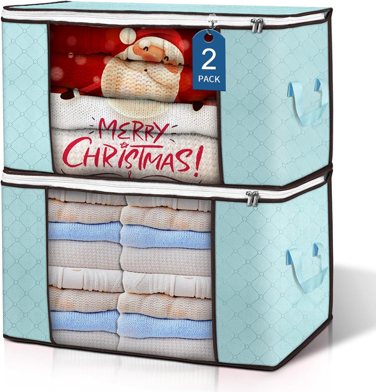 Moonval Storage Bags, Foldable Closet Organizers with Reinforced Handles for Bedding & Clothing