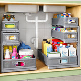 Moonval Under Sink Organizer, 3-Tier Height-Adjustable Sliding Metal Cabinet Shelf for Kitchen & Bathroom