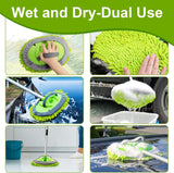 Moonval 2-in-1 Car Wash Brush Mop Kit, Extendable Microfiber Cleaning Mop for Cars & Home