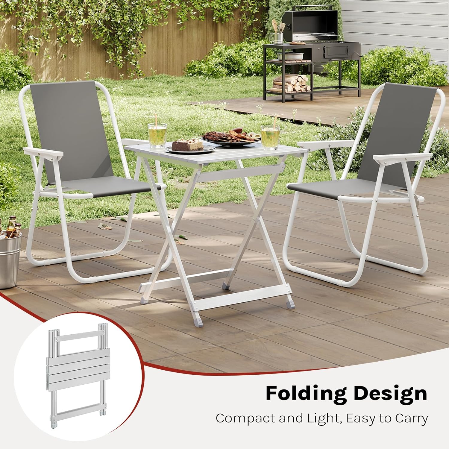 Moonval Folding Camping Side Table, Portable Aluminum Outdoor Picnic Table with Carry Handle