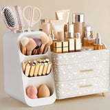 Moonval Bathroom Organizer, 3-Tier Vanity Storage with Brush Holder for Makeup & Skincare