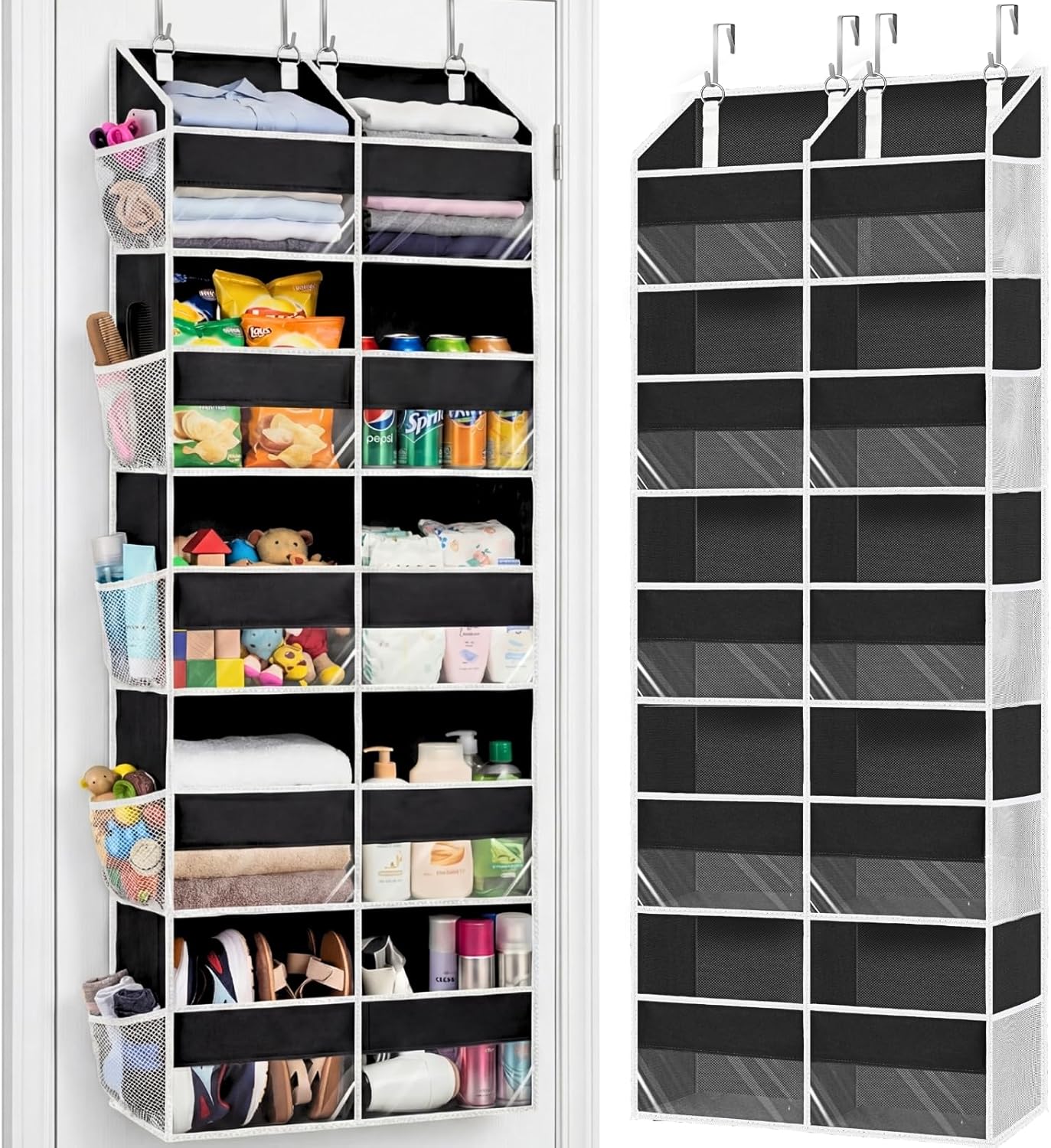 Moonval Over-the-Door Organizer, 5-Tier Hanging Storage with 10 Compartments, 80 lb Capacity