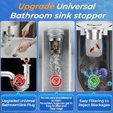 Moonval Bathroom Sink Drain Strainer, 2-Pack Pop-Up Sink Stopper with Removable Stainless Steel Hair Catcher