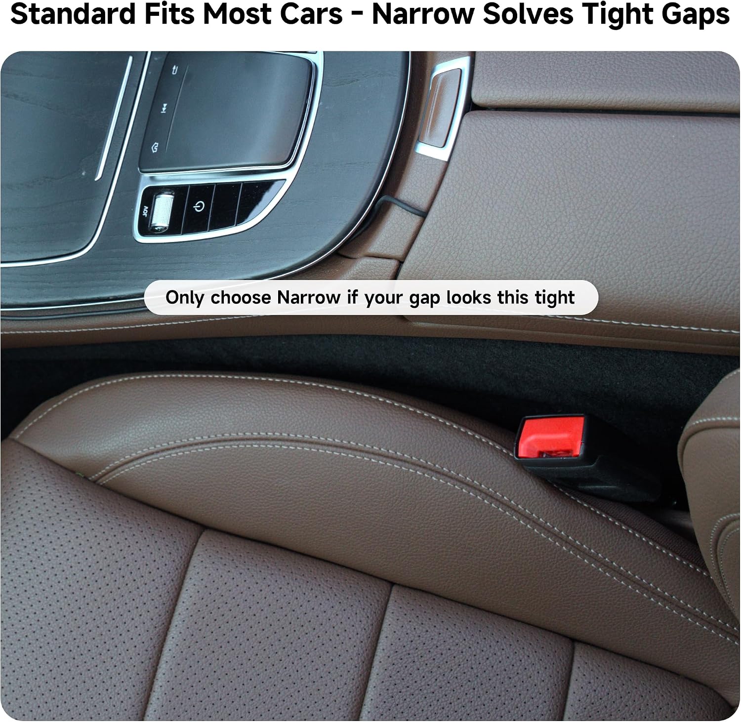 Moonval Car Seat Gap Fillers, 2-Pack 3-in-1 Foam Organizers with Storage Hook for Car Seats
