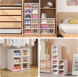 Moonval X-Large Shoe Storage Boxes, 6-Pack Stackable Foldable Organizer with Clear Doors