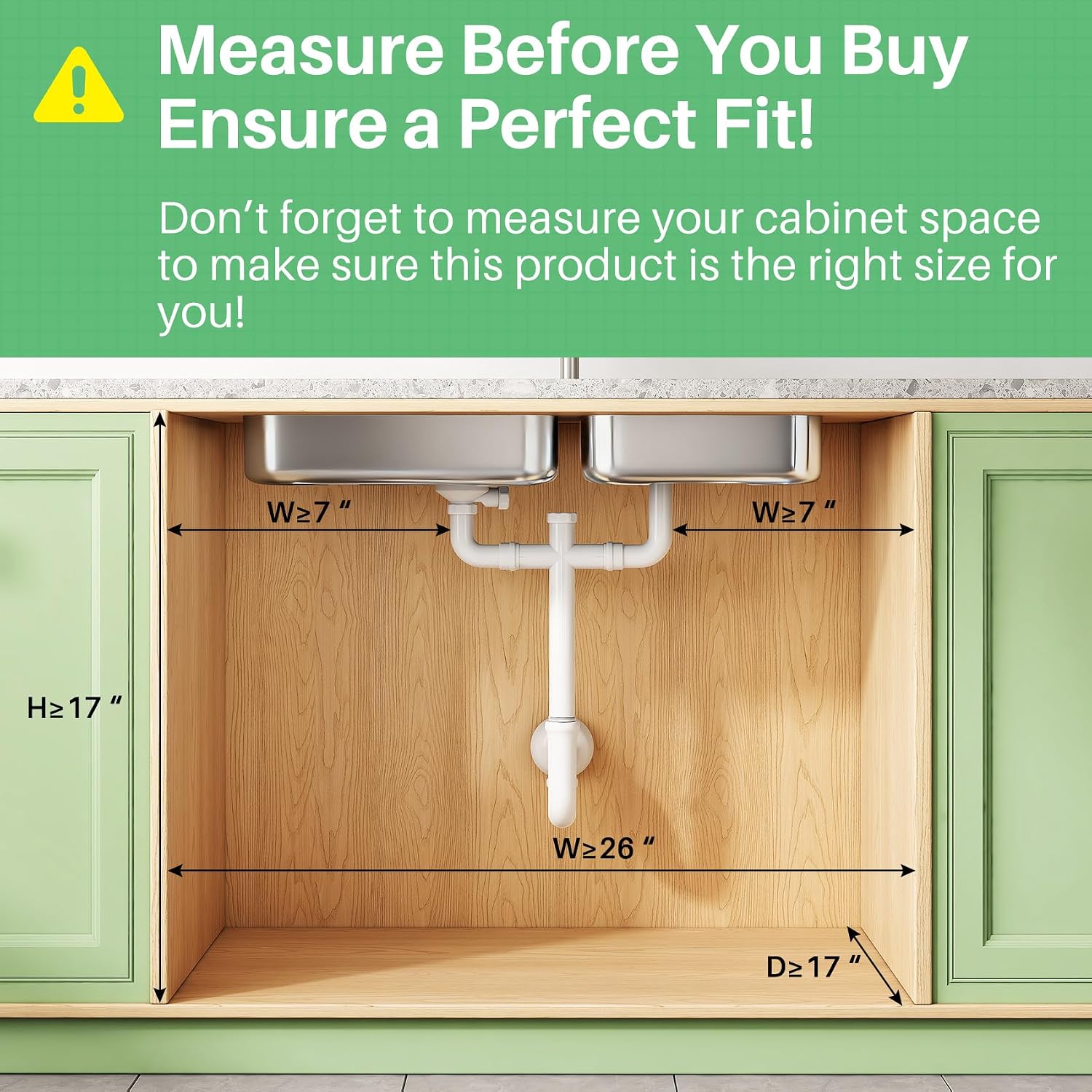 Moonval Under Sink Organizer, 3-Tier Height-Adjustable Sliding Metal Cabinet Shelf for Kitchen & Bathroom