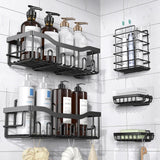 Moonval Adhesive Shower Caddy, 5-Pack Rustproof Stainless Steel Bathroom Organizer Shelves