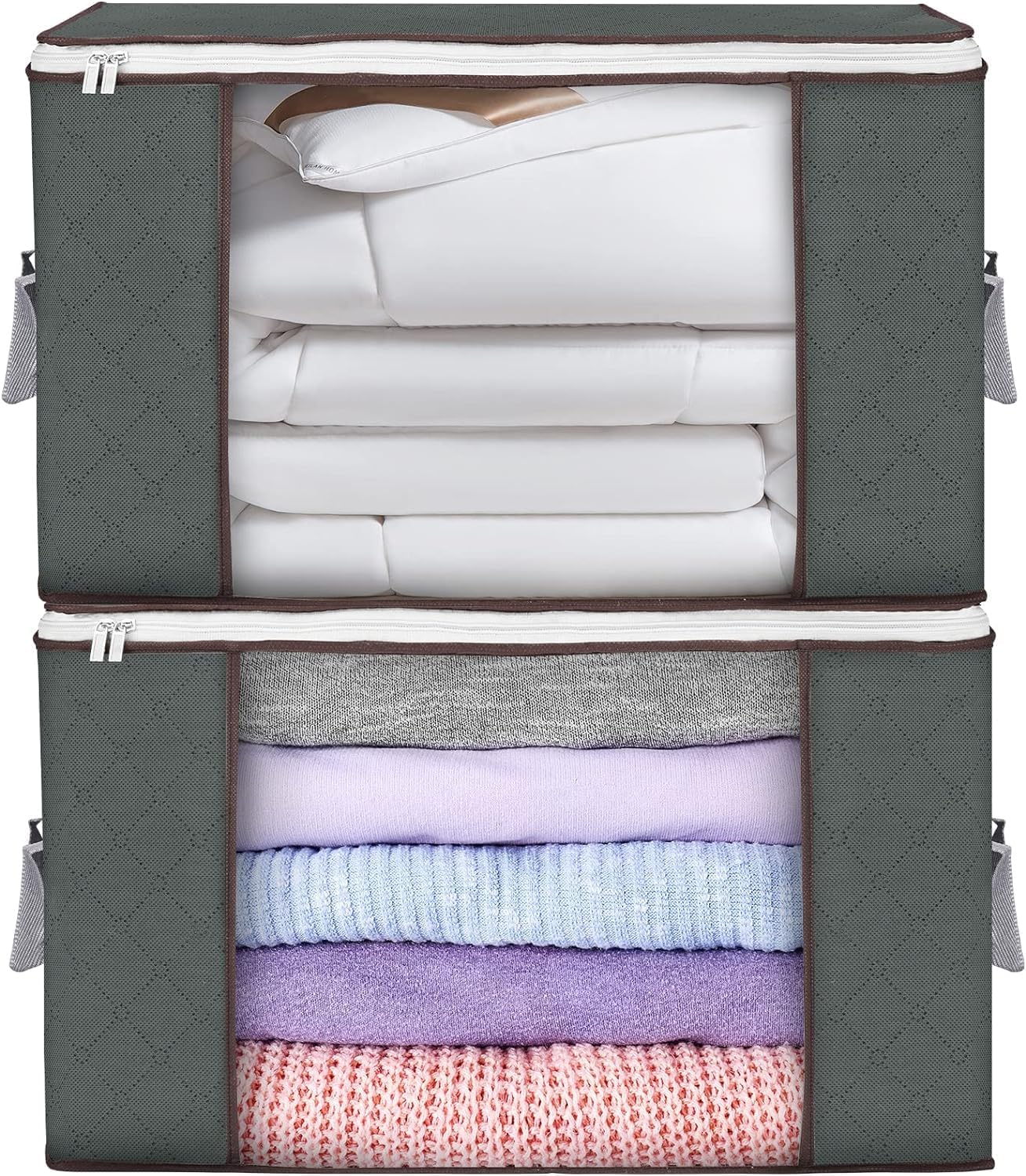 Moonval Storage Bags, Foldable Closet Organizers with Reinforced Handles for Bedding & Clothing