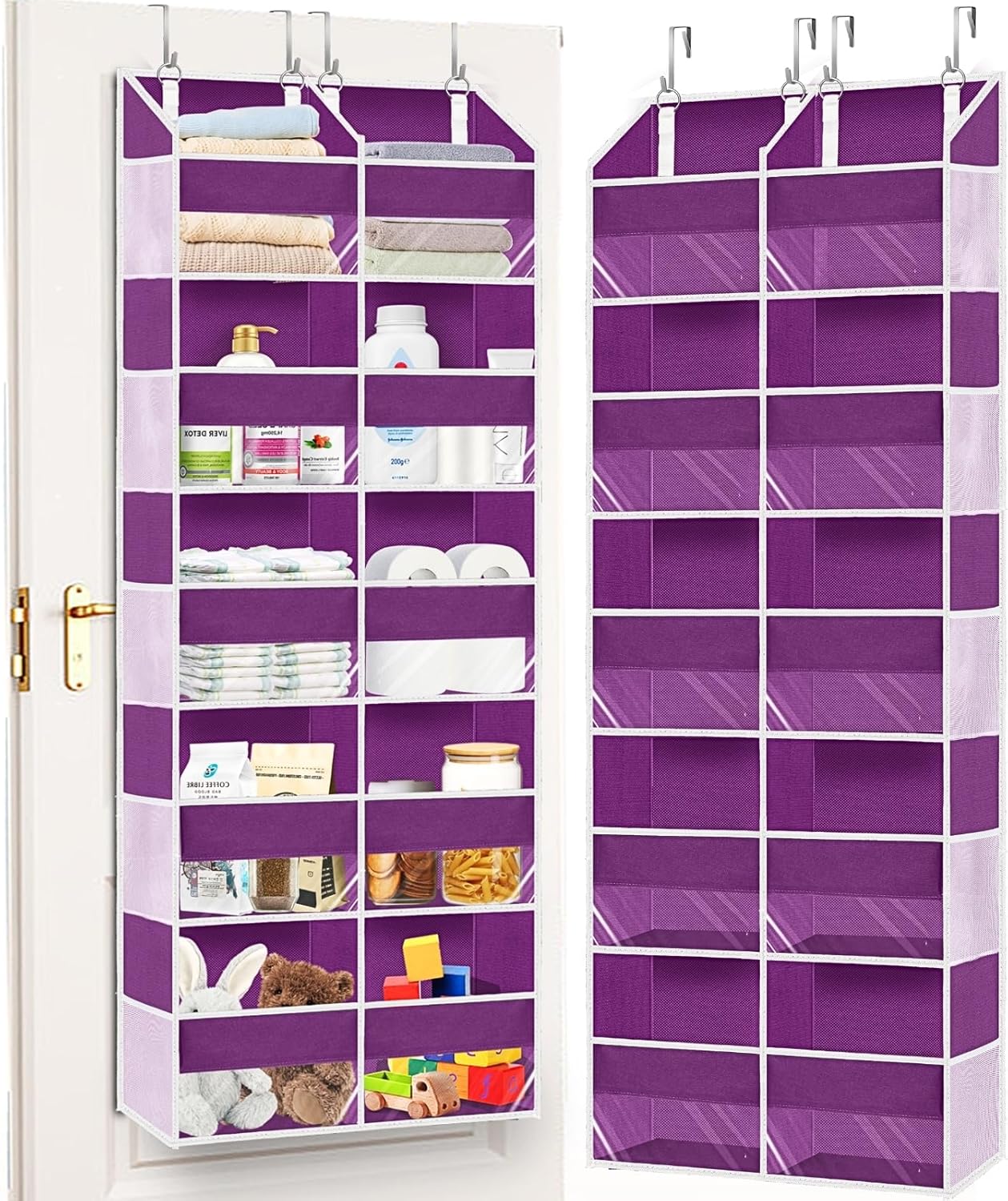 Moonval Over-the-Door Organizer, 5-Tier Hanging Storage with 10 Compartments, 80 lb Capacity