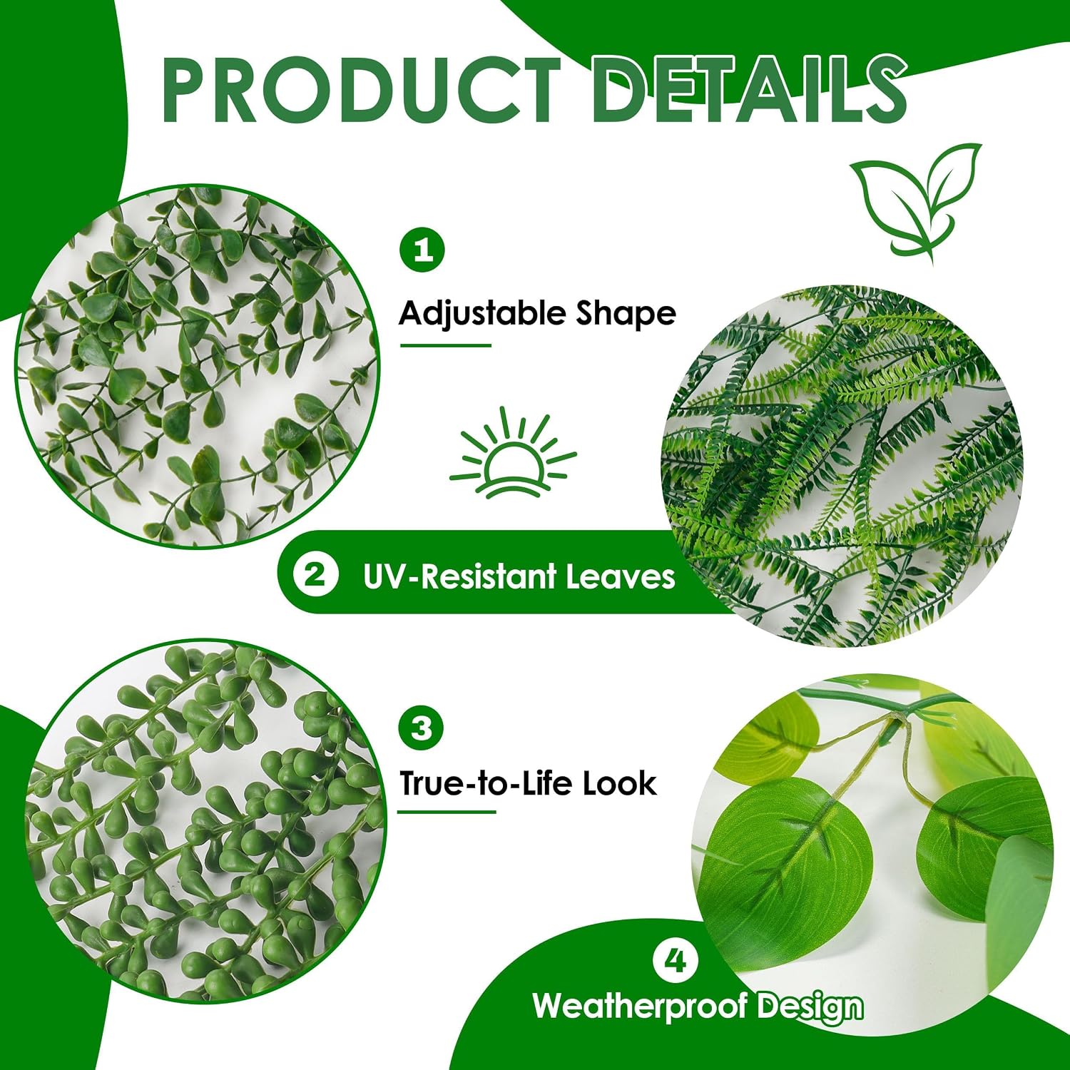 Moonval 4Pcs Fake Plants, Artificial Plants Fake Hanging Plants for Boho Home Bathroom Bedroom Living Room Office Wall Shelf Decor Indoor Outdoor