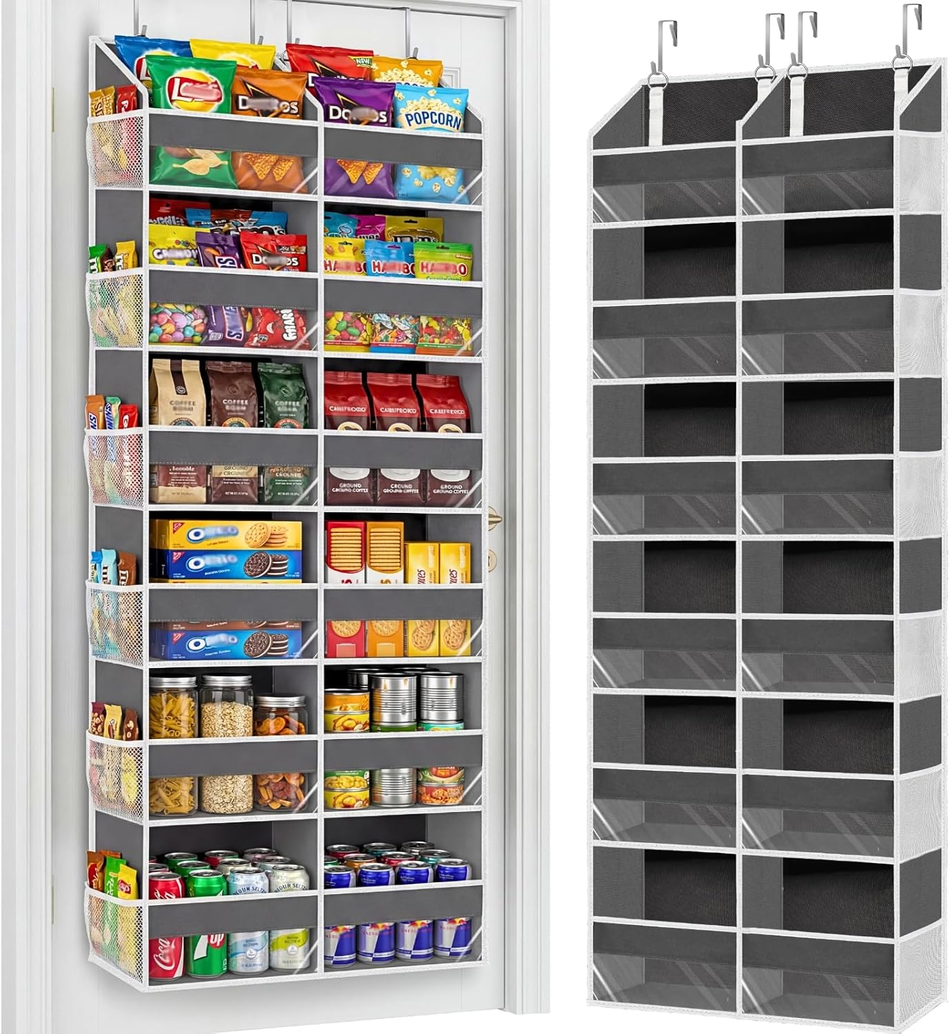 Moonval Over-the-Door Organizer, 5-Tier Hanging Storage with 10 Compartments, 80 lb Capacity