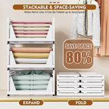 Moonval Stackable Closet Storage Baskets, Foldable Drawer Organizers for Clothes & Home Storage