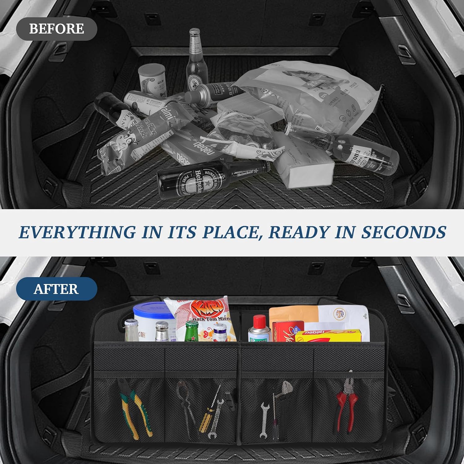 Moonval Collapsible Car Trunk Organizer, Large Waterproof SUV & Sedan Storage Bin