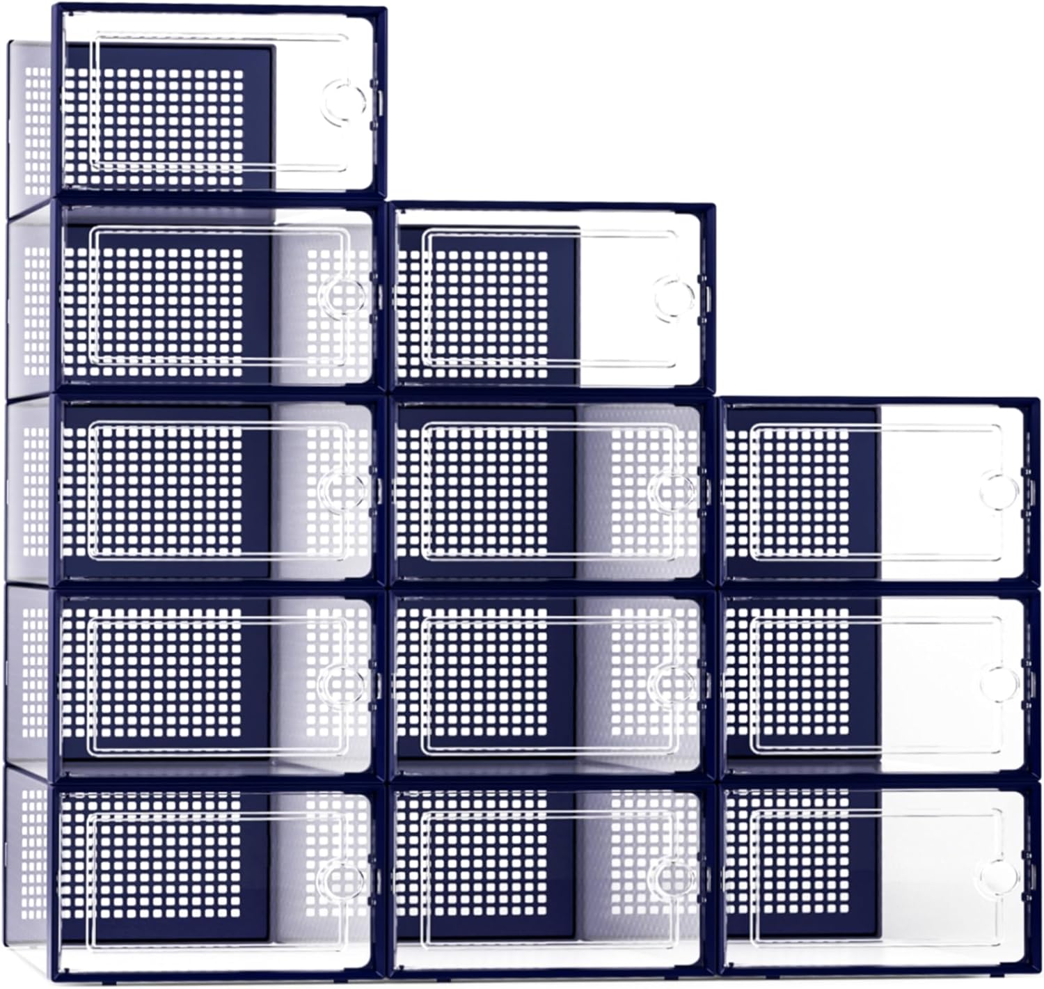 Moonval Shoe Storage Boxes, Clear Stackable Sneaker Organizer Bins with Front Opening