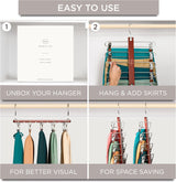 Moonval Skirt Hangers, 2-Pack 5-Tier Wooden Closet Organizers with Clips & 360° Swivel Hooks