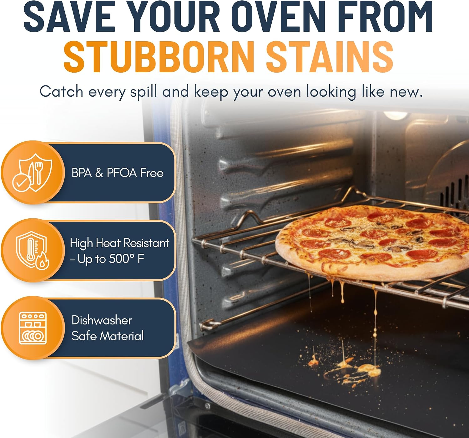 Moonval Heavy Duty Oven Liner, 17 x 75 Inch Non-Stick Reusable Heat-Resistant Mat